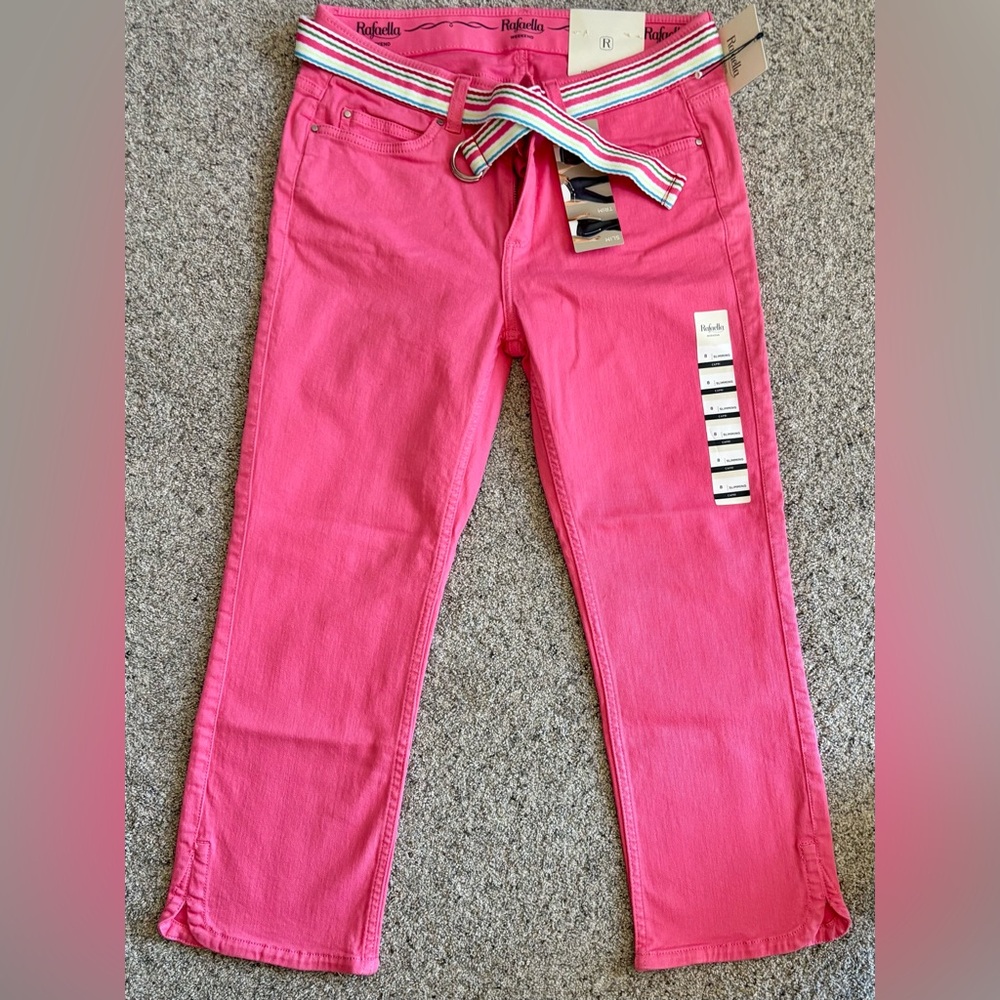 NWT Rafaella Pink Straight Leg Women's Capri Jeans